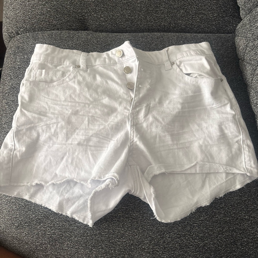White High-Waist Denim Shorts - Women's
